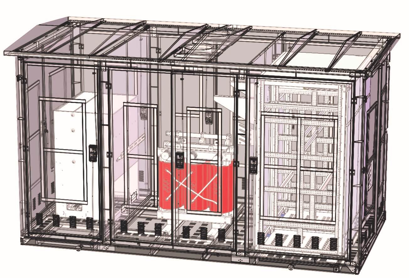Interior de subestación compacta